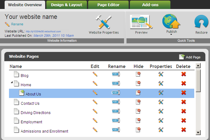 website overview
